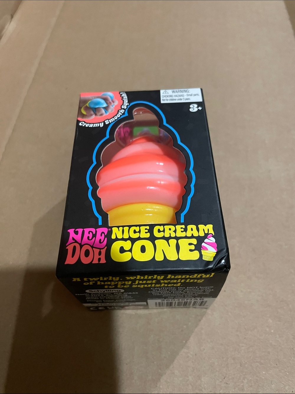 NeeDoh Nice Cream Cone Squishy Toy - Pink & Yellow